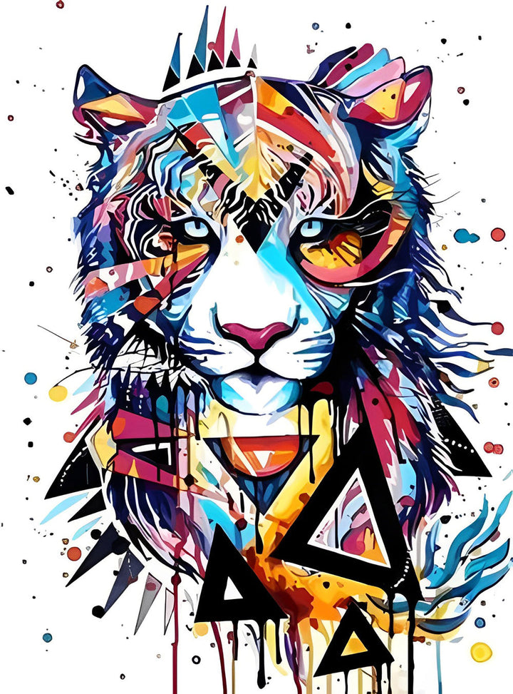 Een Tijger Gemaakt van Geometrische Vormen Diamond Painting