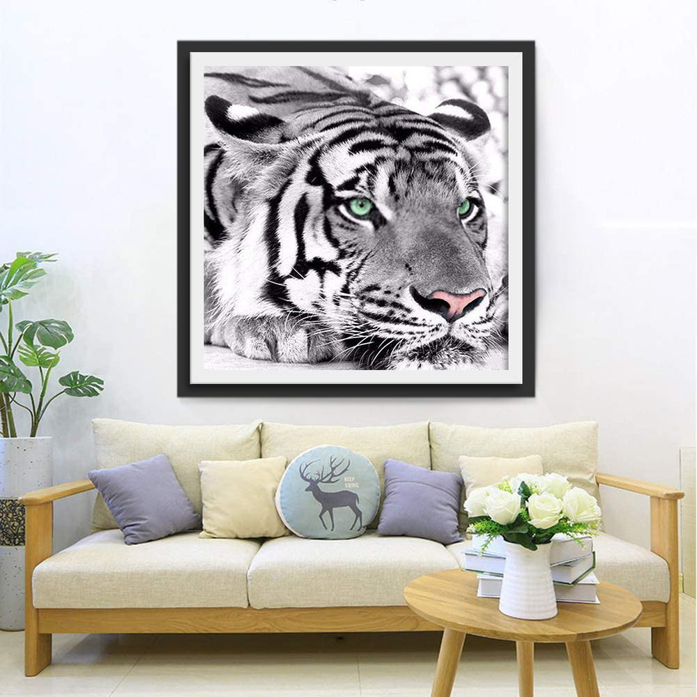 Een Tijger met Groene Ogen Diamond Painting