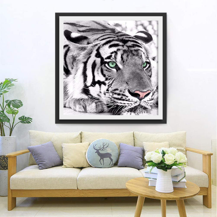 Een Tijger met Groene Ogen Diamond Painting