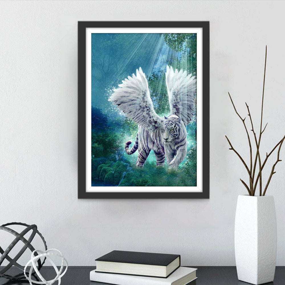 Een Tijger met Vleugels in het Bos Diamond Painting