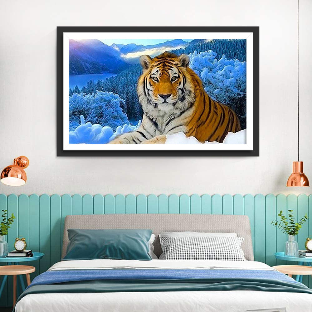 Een Tijger op een Besneeuwde Berg Diamond Painting