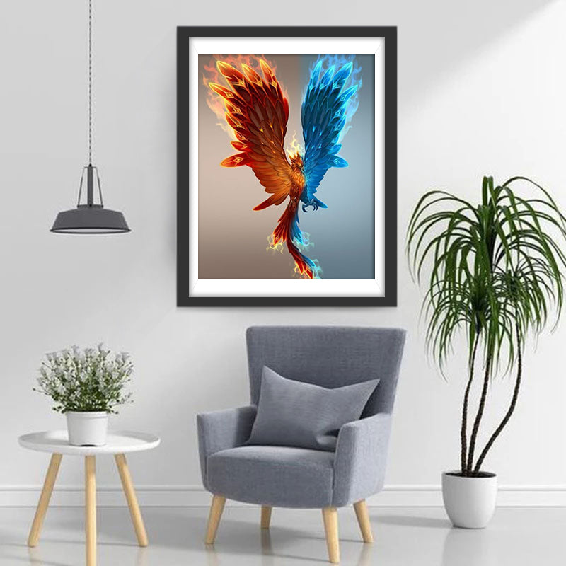 Een Tweekleurige Blauw-Rode Vogel Diamond Painting