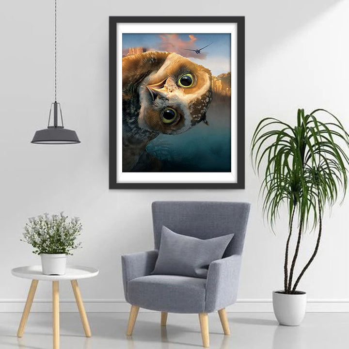 Een Uil met een Scheve Kop Diamond Painting