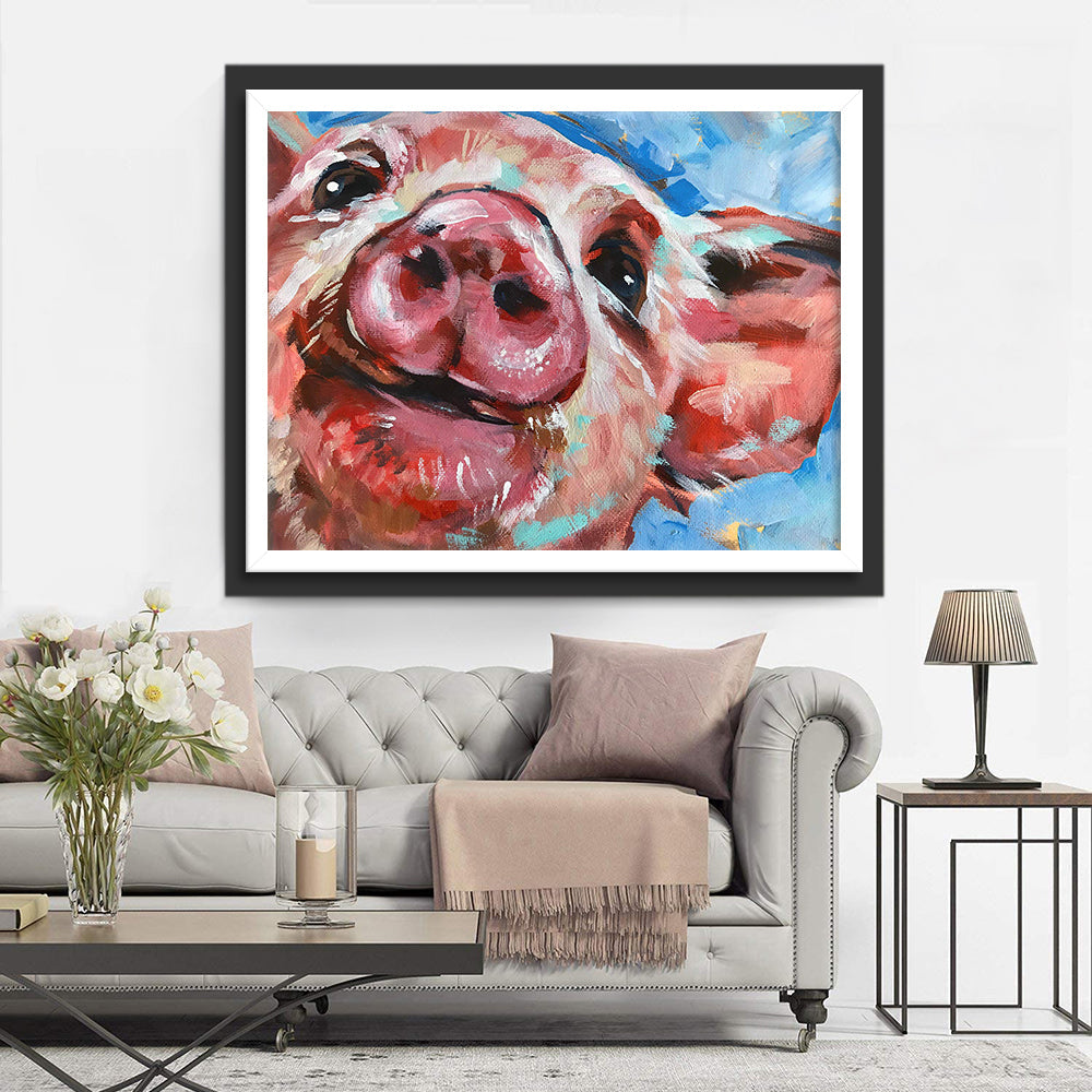 Een Varken dat zijn Bek Likt Diamond Painting