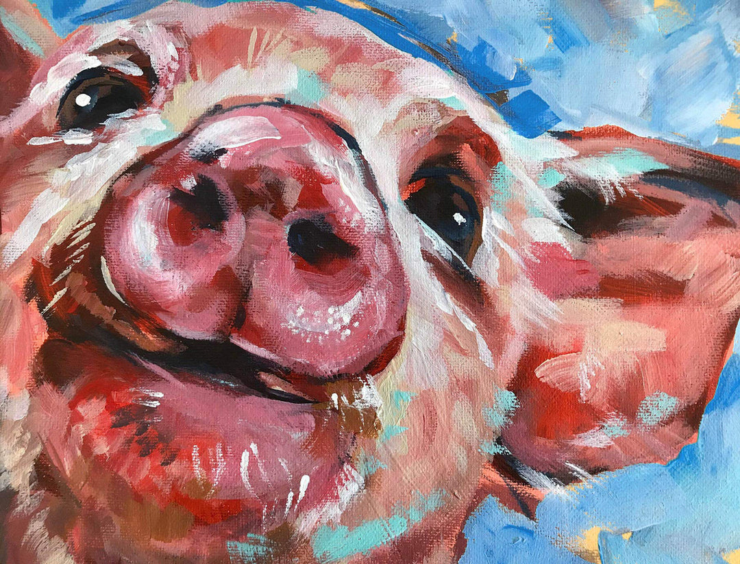 Een Varken dat zijn Bek Likt Diamond Painting