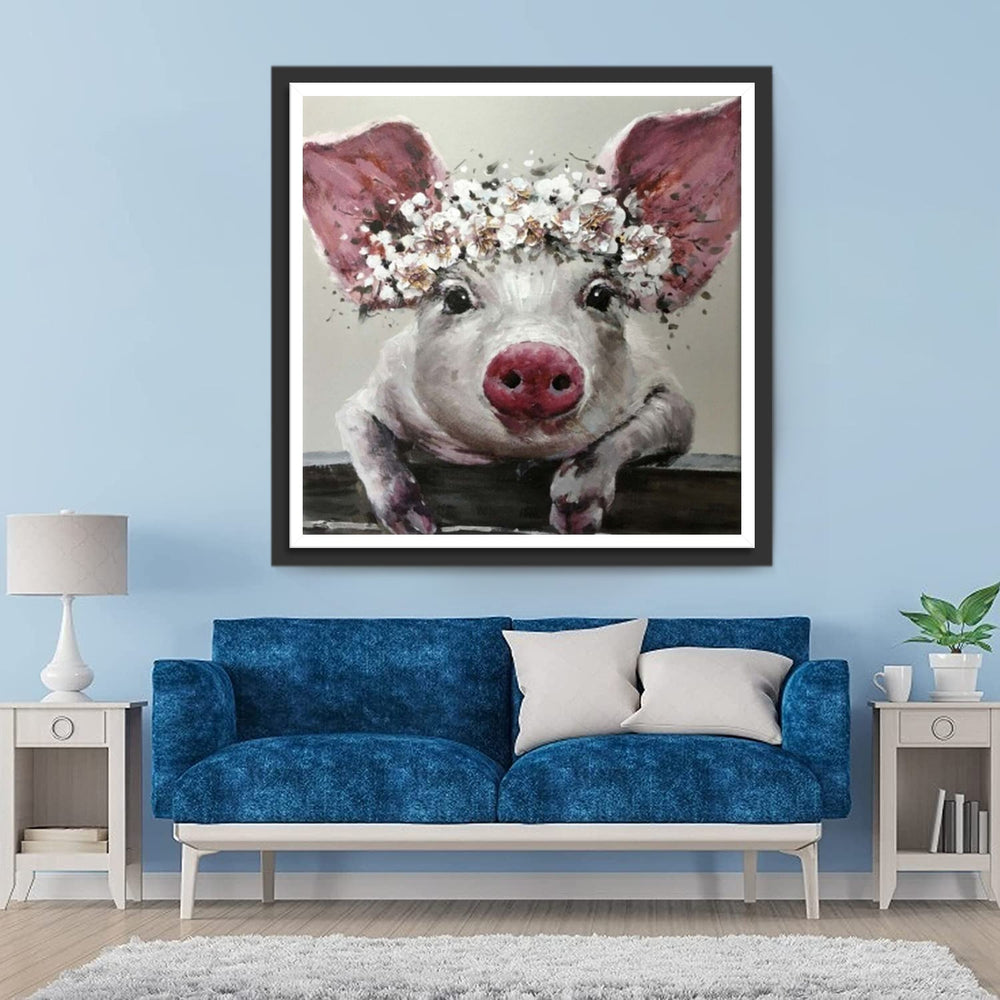 Een Varken met een Krans Diamond Painting