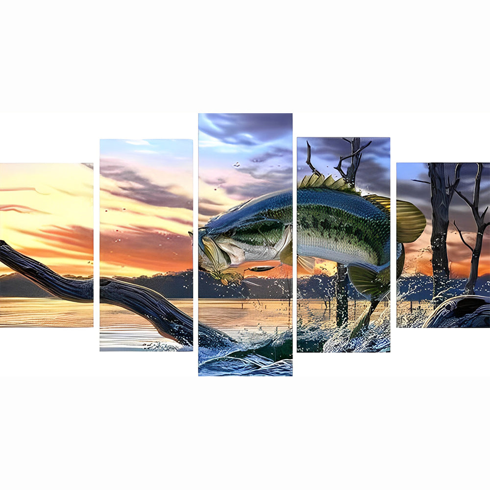 Een Vis die Uit het Water Springt 5 Platen Diamond Painting