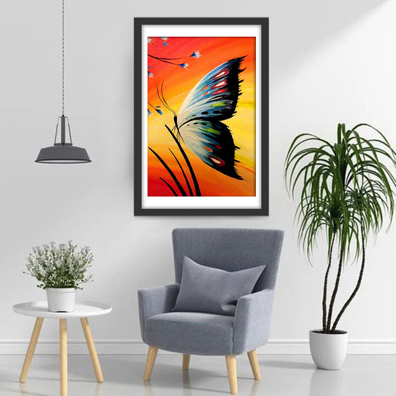 Een Vlinder op een Grassprietje Diamond Painting