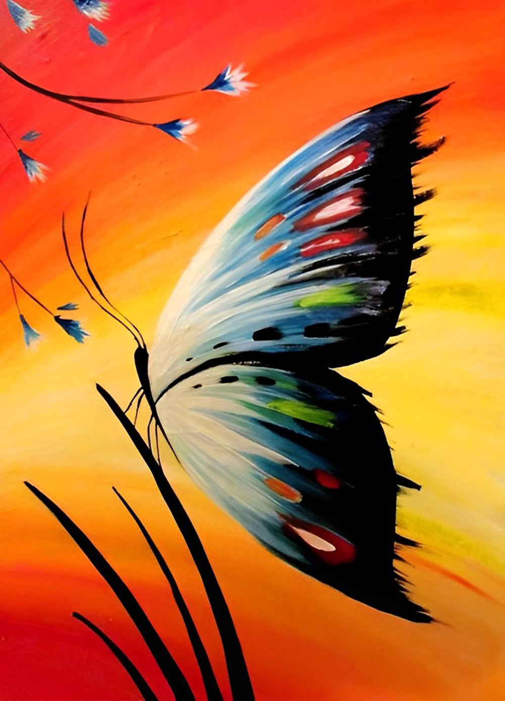 Een Vlinder op een Grassprietje Diamond Painting