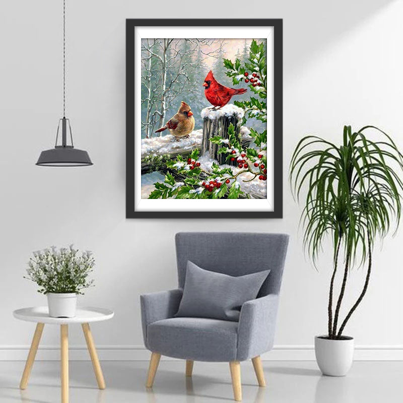 Een Vogel in een Boom in een Scandinavische Stad Diamond Painting
