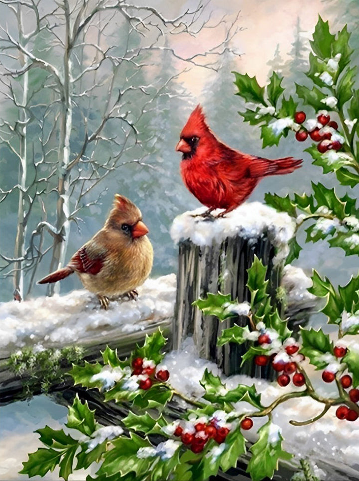 Een Vogel in een Boom in een Scandinavische Stad Diamond Painting