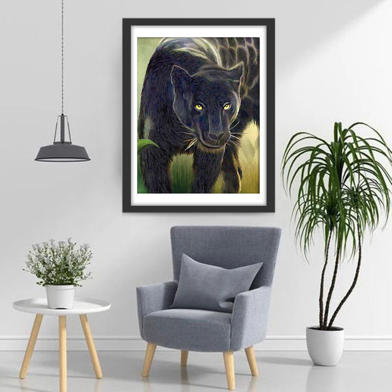 Een Voorzichtige Zwarte Tijger Diamond Painting