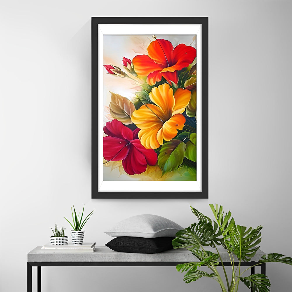 Een Weelderig Boeket Heldergekleurde Bloemen Diamond Painting