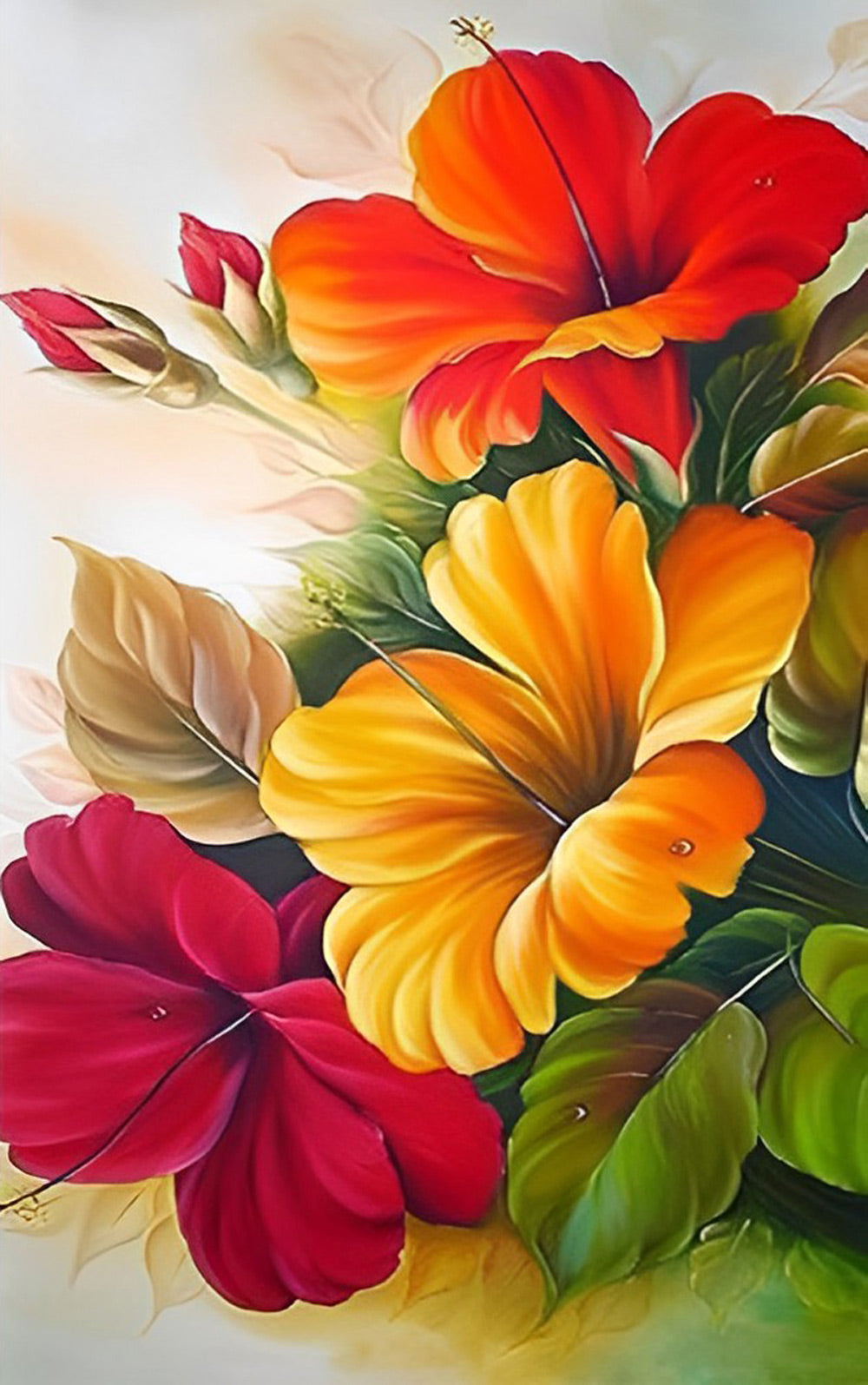 Een Weelderig Boeket Heldergekleurde Bloemen Diamond Painting