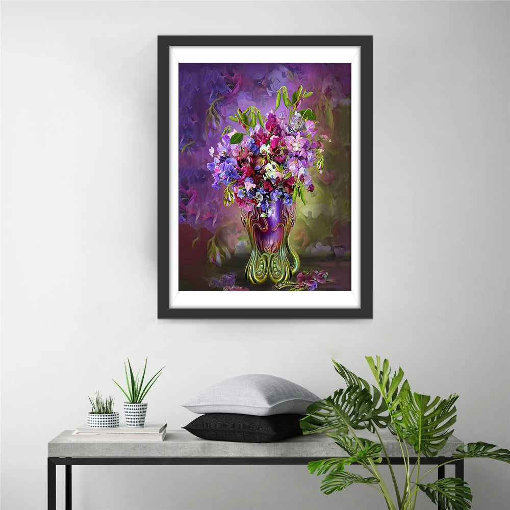 Een Weelderige Mengeling van Purper, Roze en Wit Diamond Painting