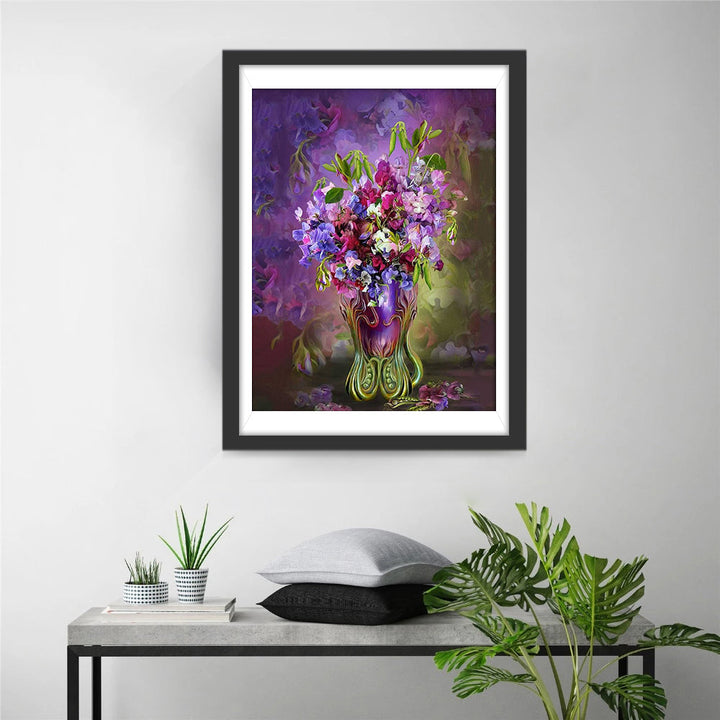 Een Weelderige Mengeling van Purper, Roze en Wit Diamond Painting