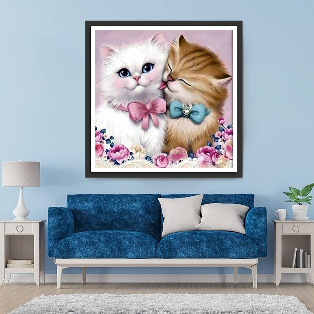 Een Witte en een Bruine Kat Diamond Painting