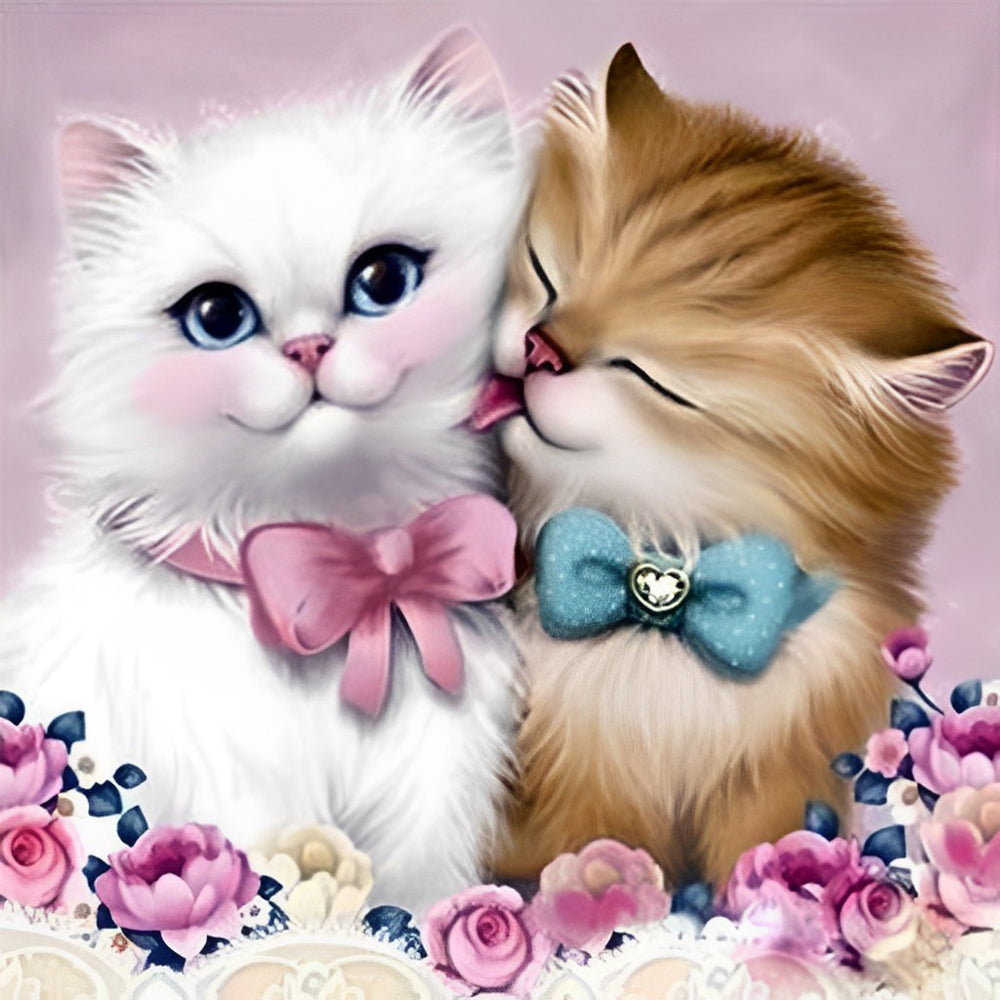 Een Witte en een Bruine Kat Diamond Painting