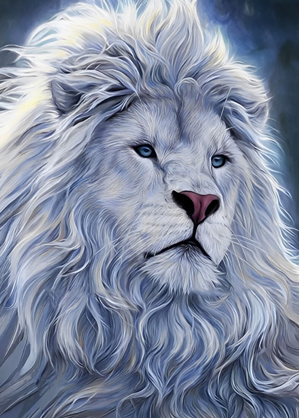 Een Witte Leeuw met Diepe Ogen Diamond Painting