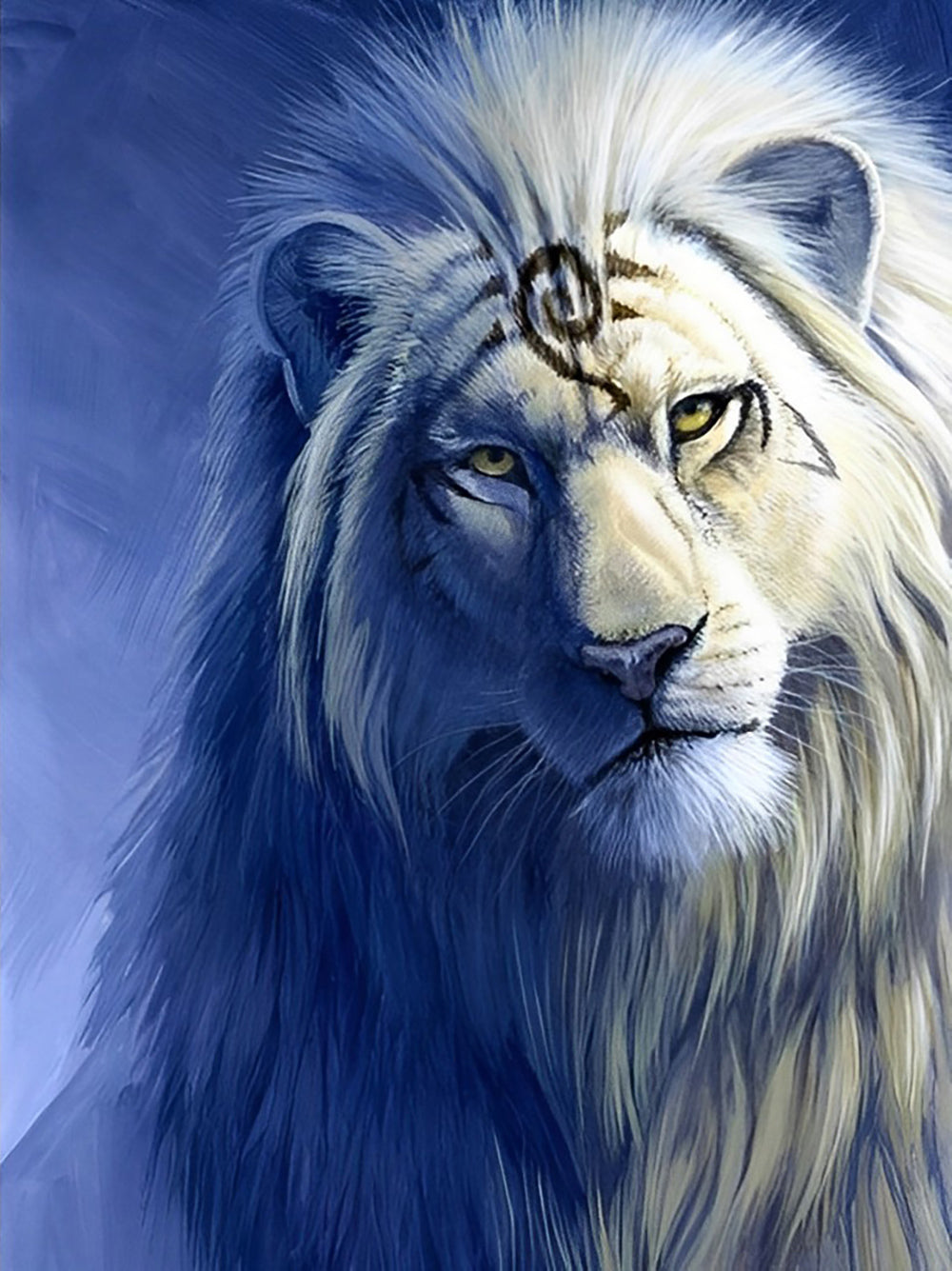 Een Witte Leeuw met Lang Haar Diamond Painting