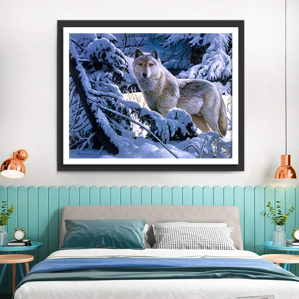 Een Wolf in de Sneeuw Diamond Painting