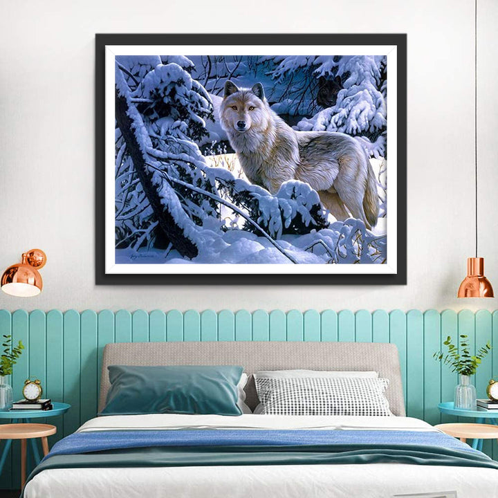 Een Wolf in de Sneeuw Diamond Painting