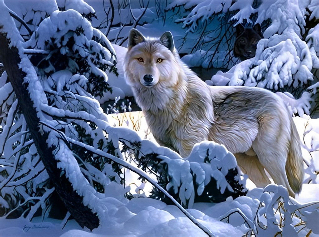 Een Wolf in de Sneeuw Diamond Painting