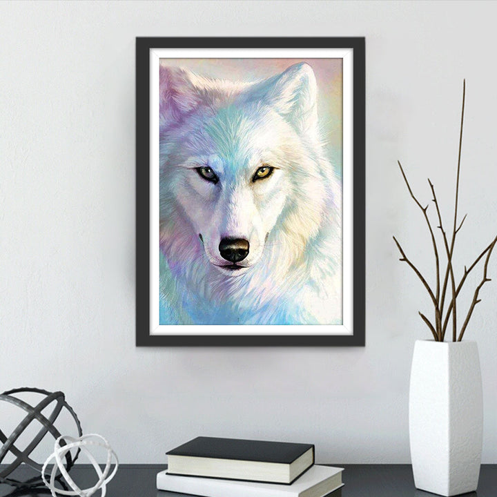 Een Wolf met Gekleurde Vacht Diamond Painting