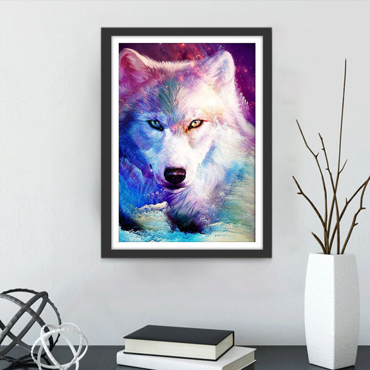 Een Wolf met Gekleurde Vacht Diamond Painting