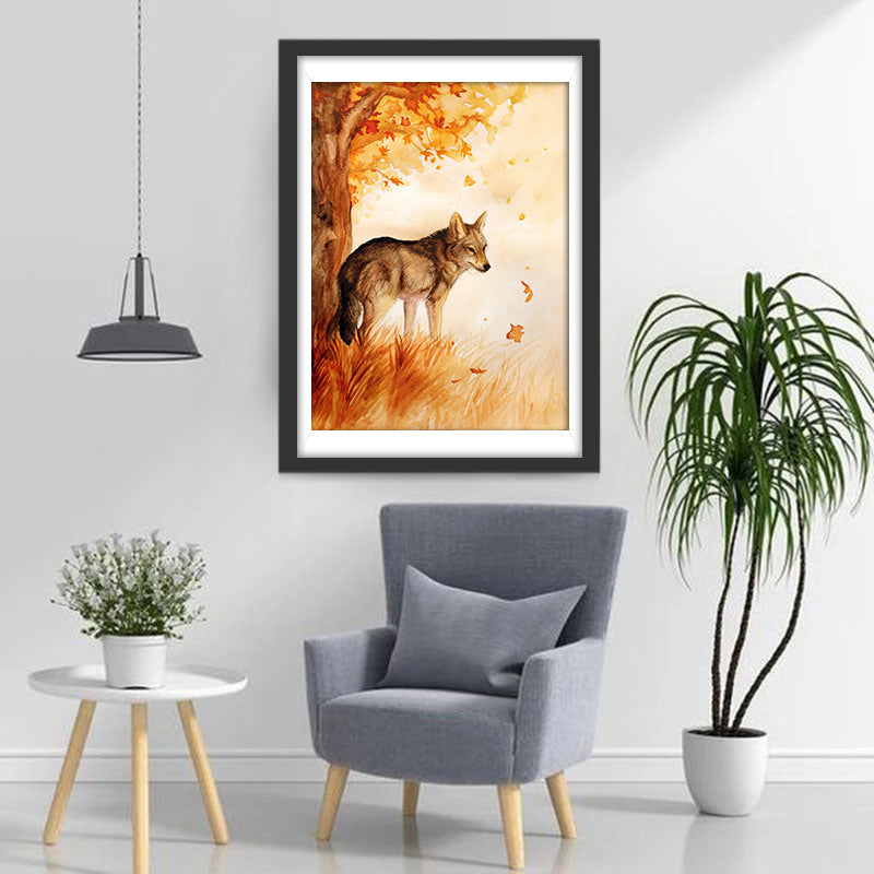 Een Wolf onder de Esdoorn Diamond Painting