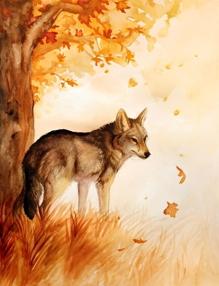 Een Wolf onder de Esdoorn Diamond Painting