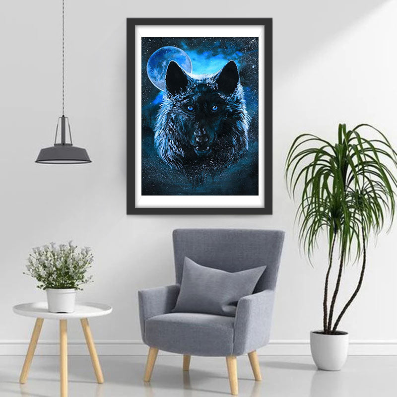 Een Wolf voor een Blauwe Maan Diamond Painting