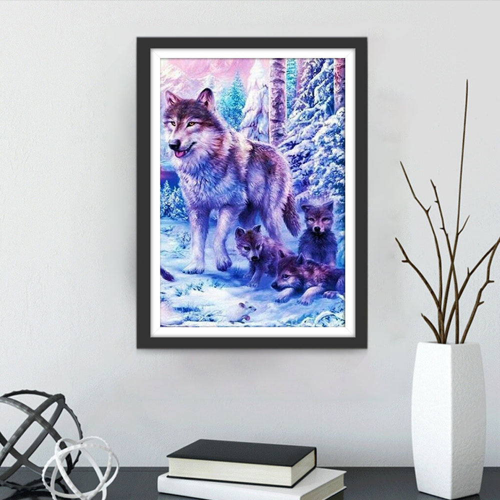 Een Wolvin en Haar Jongen Diamond Painting