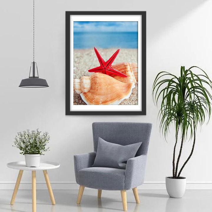 Een Zeester op een Schelp Diamond Painting