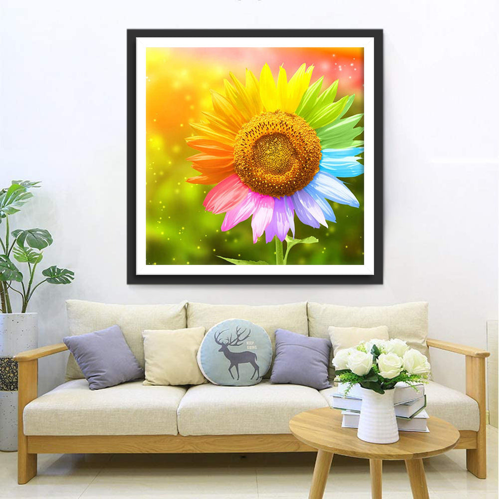 Een Zonnebloem met Kleurrijke Bloemblaadjes Diamond Painting