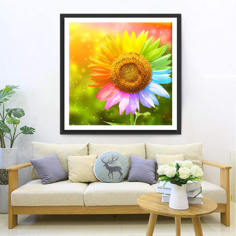 Een Zonnebloem met Kleurrijke Bloemblaadjes Diamond Painting