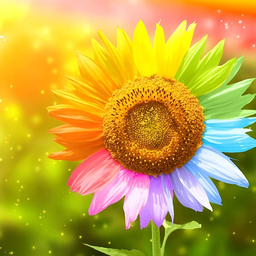 Een Zonnebloem met Kleurrijke Bloemblaadjes Diamond Painting