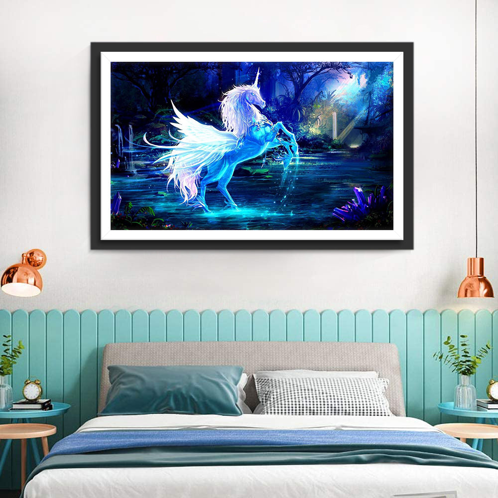 Eenhoorn in een Maanverlicht Bos Diamond Painting