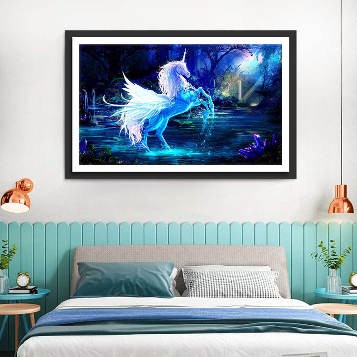 Eenhoorn in een Maanverlicht Bos Diamond Painting