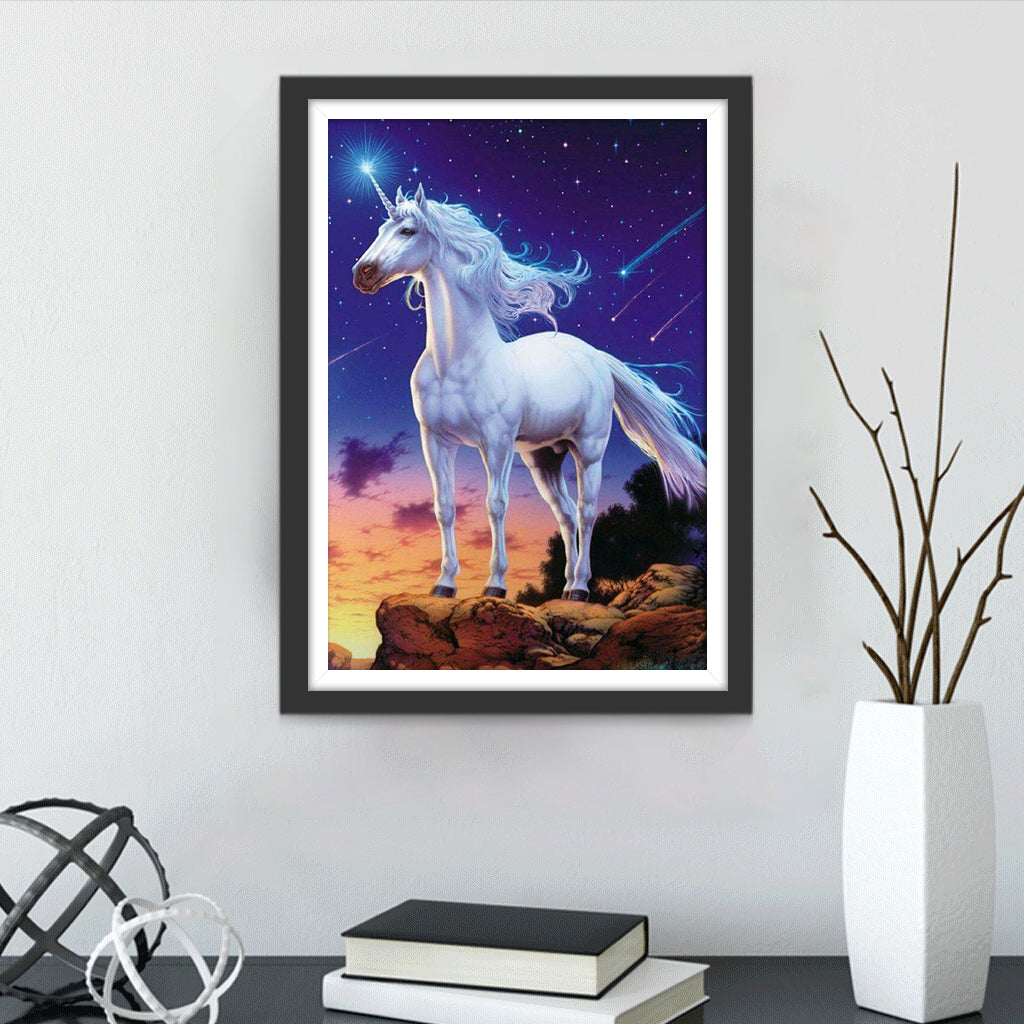 Eenhoorn met een Gloeiende Hoorn Diamond Painting