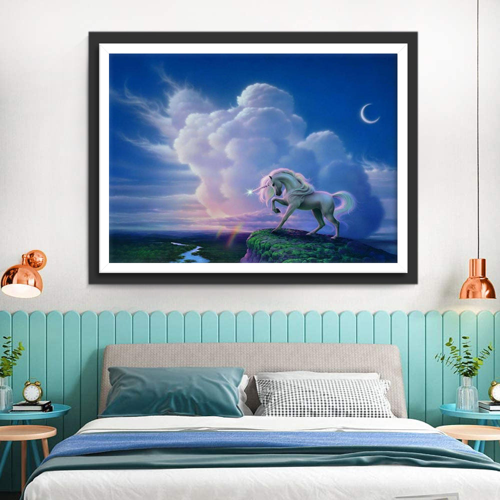 Eenhoorn op de Rand van een Klif Diamond Painting