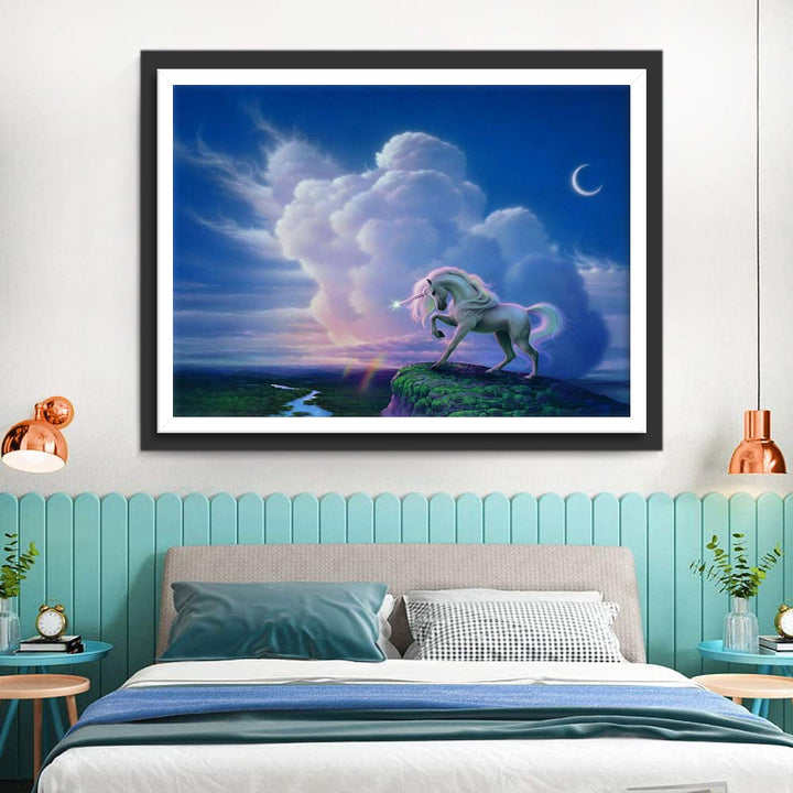 Eenhoorn op de Rand van een Klif Diamond Painting