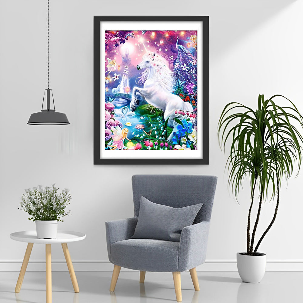 Eenhoorn op een Fantasie Achtergrond Diamond Painting