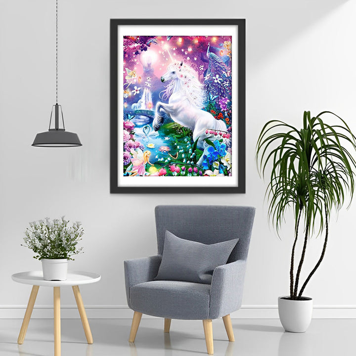 Eenhoorn op een Fantasie Achtergrond Diamond Painting