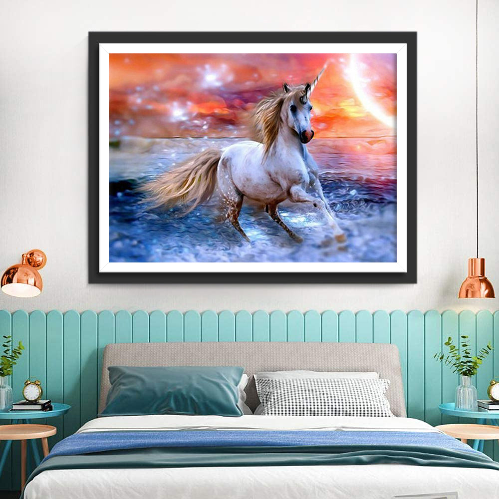 Eenhoorn Rent in de Zee Diamond Painting