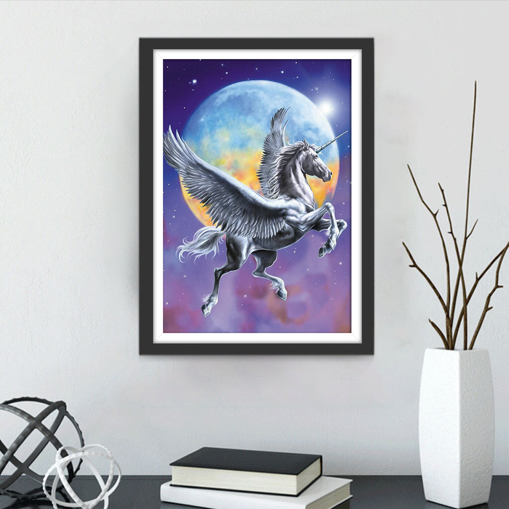 Eenhoorn voor een Blauwgele Maan Diamond Painting