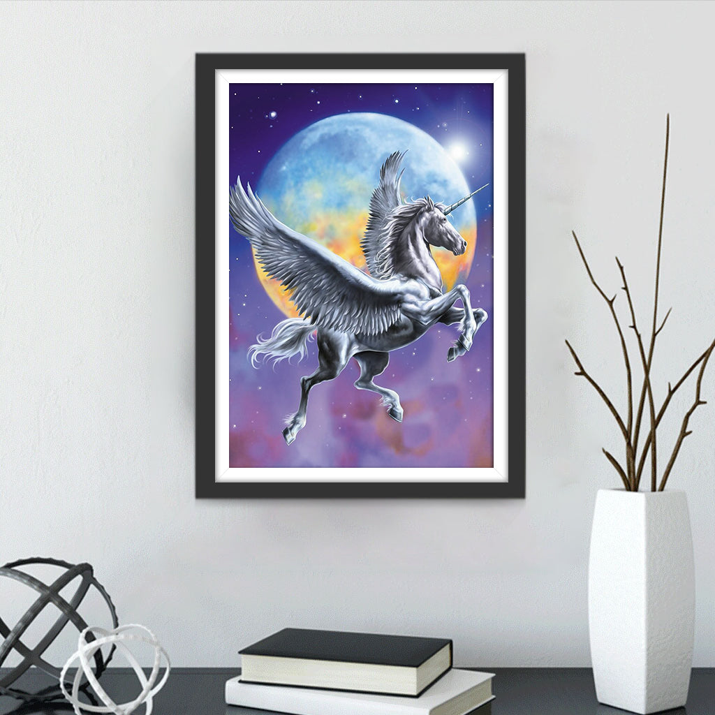 Eenhoorn voor een Blauwgele Maan Diamond Painting