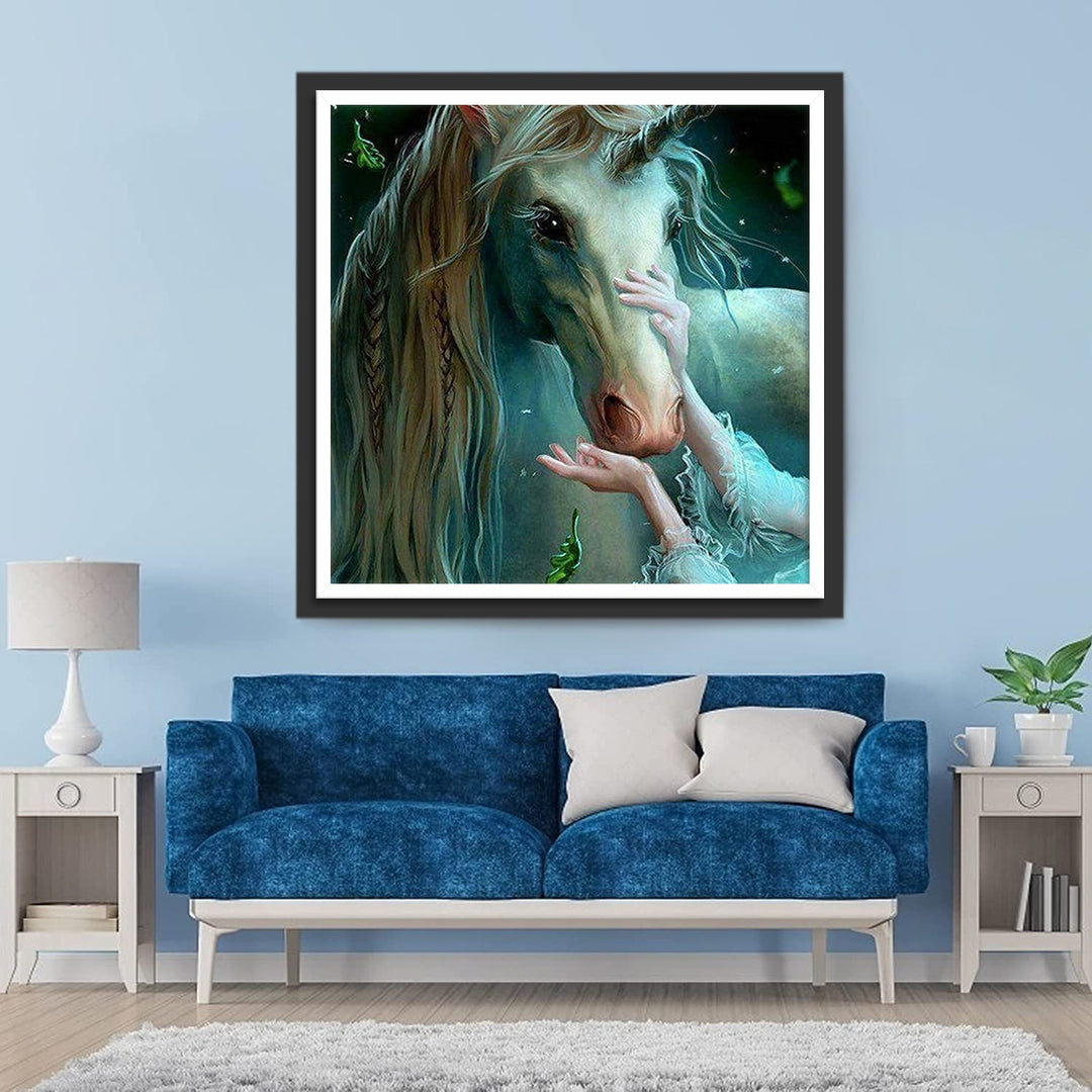 Eenhoorn Wordt Geaaid Diamond Painting