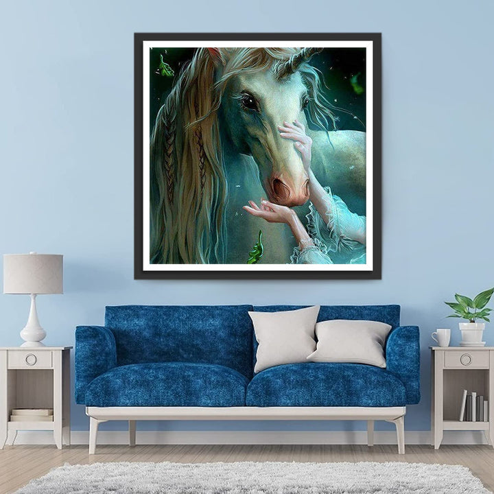 Eenhoorn Wordt Geaaid Diamond Painting