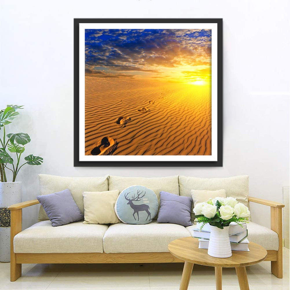 Eenzaam Veraf Woestijngezicht bij Zonsondergang Diamond Painting